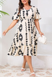Large Size Bohemian Flared Short Sleeve Beach Dress