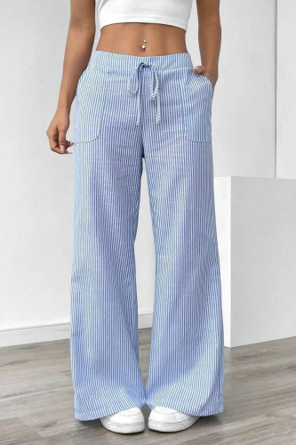 Summer Striped Printed Loose Wide Leg Pants
