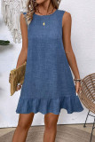 Summer Solid Color Ruffled Seeveless Dress