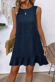 Summer Solid Color Ruffled Seeveless Dress