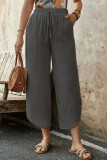 Summer Cotton Linen Drawstring Cropped Pants