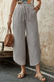 Summer Cotton Linen Drawstring Cropped Pants