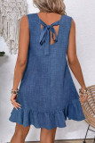 Summer Solid Color Ruffled Seeveless Dress