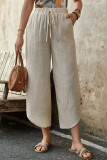 Summer Cotton Linen Drawstring Cropped Pants