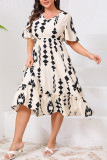 Large Size Bohemian Flared Short Sleeve Beach Dress