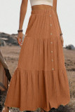 Solid Color Summer High Waisted Button Up Skirt