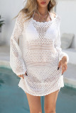 Summer Retro Hollow Lace Long Sleeved Shirt