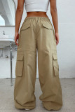 Casual Elastic Waist Workwear Wide Leg Pants