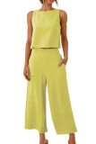 Casual Sleeveless Vest Wide Leg Pants Two-Piece Set