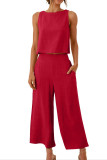 Casual Sleeveless Vest Wide Leg Pants Two-Piece Set