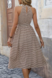 Retro Style Geometric Print Neck Hanging Dress