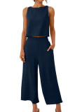 Casual Sleeveless Vest Wide Leg Pants Two-Piece Set