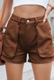 Solid Color Workwear Denim Casual Shorts