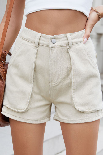 Solid Color Workwear Denim Casual Shorts