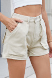 Solid Color Workwear Denim Casual Shorts