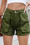 Solid Color Workwear Denim Casual Shorts