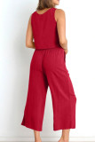 Casual Sleeveless Vest Wide Leg Pants Two-Piece Set