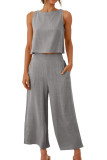 Casual Sleeveless Vest Wide Leg Pants Two-Piece Set