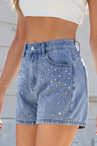 Summer Nail Bead Slimming Denim Shorts