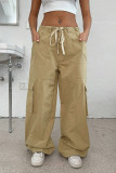 Casual Elastic Waist Workwear Wide Leg Pants