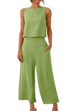 Casual Sleeveless Vest Wide Leg Pants Two-Piece Set