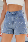 Summer Nail Bead Slimming Denim Shorts