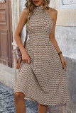 Retro Style Geometric Print Neck Hanging Dress