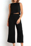 Casual Sleeveless Vest Wide Leg Pants Two-Piece Set