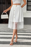 Solid Color High Waisted Lace Hollow Skirt