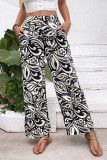 High Waisted Floral Printed Straight Leg Pants