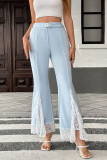 High Waisted Lace Solid Color Flared Pants