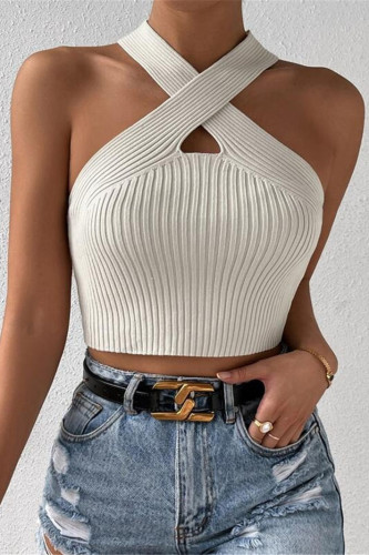 Summer Hanging Neck Knitted Sleeveless Vest