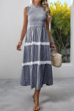 Summer Ruffled Sleeveless Striped Print Dress