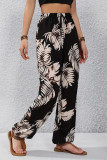 Leaf Pattern Printed High Waisted Pants