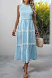 Summer Ruffled Sleeveless Striped Print Dress