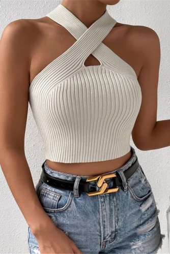 Summer Hanging Neck Knitted Sleeveless Vest