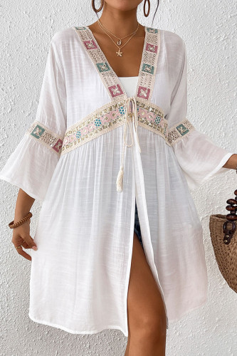 Embroidered Lace Beach Long Sleeve Cardigan