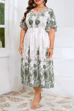 Large Size V-Neck Short Sleeved Dress