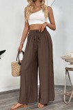 Elastic Waist Hollow Out Wide Leg Pants