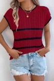 Summer Loose Striped Short Sleeved Knitted Shirt