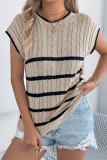 Summer Loose Striped Short Sleeved Knitted Shirt
