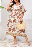 Large Size V-Neck Flared Short Sleeved Dress