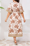 Large Size V-Neck Flared Short Sleeved Dress