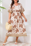 Large Size V-Neck Flared Short Sleeved Dress