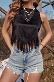 Summer Tassel Halter Neck Sleeveless Tops