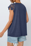 Lace Short Sleeved Round Neck Loose T-Shirt