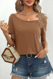 Summer Flower Lace Shoulder T-Shirt