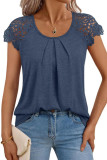 Lace Short Sleeved Round Neck Loose T-Shirt