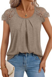 Lace Short Sleeved Round Neck Loose T-Shirt