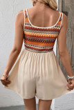 Striped Printed Sleeveless Jumpsuit Shorts